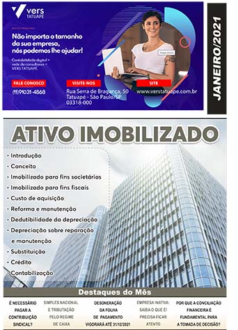 DESTAQUES DO MÊS Redução de Salário e Suspensão de Contrato: Regras, Obrigações e Direitos. Classificação Fiscal de Nota de Retorno de Industrialização Nfe: Veja Como Consultar Nota Fiscal Eletrônica Online IRPJ/CSLL: Tratamento Fiscal na Baixa de Bens Obsoletos.