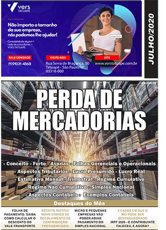 DESTAQUES DO MÊS Redução de Salário e Suspensão de Contrato: Regras, Obrigações e Direitos. Classificação Fiscal de Nota de Retorno de Industrialização Nfe: Veja Como Consultar Nota Fiscal Eletrônica Online IRPJ/CSLL: Tratamento Fiscal na Baixa de Bens Obsoletos.
