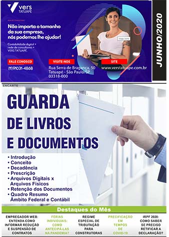DESTAQUES DO MÊS Redução de Salário e Suspensão de Contrato: Regras, Obrigações e Direitos. Classificação Fiscal de Nota de Retorno de Industrialização Nfe: Veja Como Consultar Nota Fiscal Eletrônica Online IRPJ/CSLL: Tratamento Fiscal na Baixa de Bens Obsoletos.