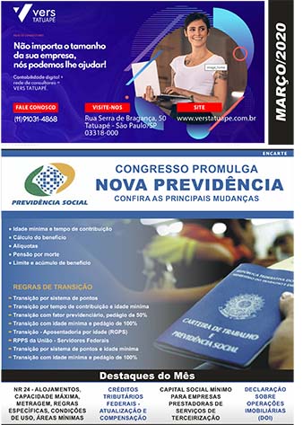 DESTAQUES DO MÊS Redução de Salário e Suspensão de Contrato: Regras, Obrigações e Direitos. Classificação Fiscal de Nota de Retorno de Industrialização Nfe: Veja Como Consultar Nota Fiscal Eletrônica Online IRPJ/CSLL: Tratamento Fiscal na Baixa de Bens Obsoletos.
