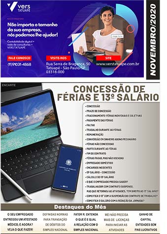 DESTAQUES DO MÊS Redução de Salário e Suspensão de Contrato: Regras, Obrigações e Direitos. Classificação Fiscal de Nota de Retorno de Industrialização Nfe: Veja Como Consultar Nota Fiscal Eletrônica Online IRPJ/CSLL: Tratamento Fiscal na Baixa de Bens Obsoletos.
